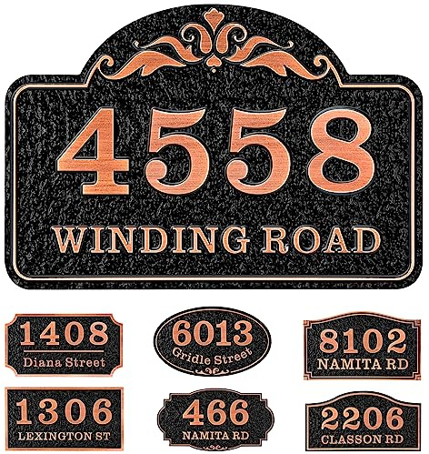 COQOFA Personalized Cast House Address Plaque Custom House Number Sign Address Signs for Houses House Numbers Plaque Mail Box Number Sign Street Name Plate House Signs for Outside