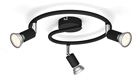 Philips Limbali 3-er Deckenspots (50 W), kreisförmige Deckenleuchte mit drei flexiblen Spots, GU10 Leuchte ohne Leuchtmittel, schwarz