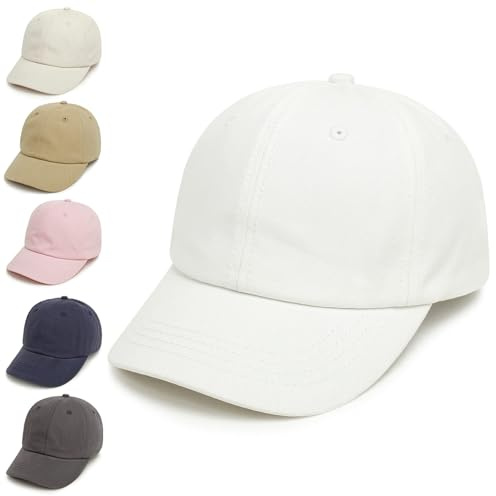 YANWANG Bebé Niños Color Sólido Gorras de Béisbol de Algodón Ajustable Sun-Sombrero para Niños Pequeños Niñas(White,2-5Years)