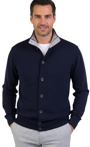 Marenza Giacca Uomo Misto Cashmere Cardigan Bottoni Made in Italy Maglione Seta Pullover Manica Lunga Lana Merino Cachemire Maglioncino Beige Blu Grigio Maglia Regalo Abbigliamento Inverno (XL, Blu)