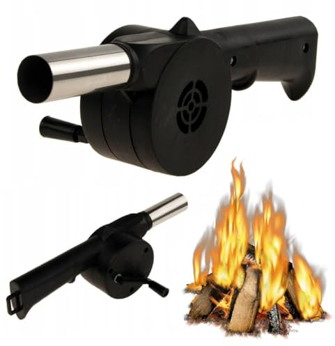 Przydasie Handbetriebenes Grillgebläse für Kamin und Lagerfeuer – Mini-Handkurbel-Luftgebläse für BBQ, Picknick, Camping – Tragbares Gebläse für Grillanzünder ohne Batterien – Outdoor-Zubehör