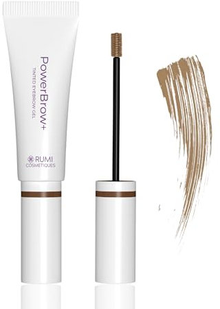 Rumi Cosmetiques PowerBrow+ Tinted Eyebrow Gel - 2-in-1 Formula, Defines, Fills, Thickens Brows - Quick Fixing, Long-Lasting, Hypoallergenic Brow Gel - Mature Ladies Light Brown (Latte)