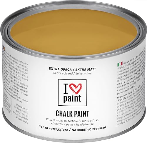 I Love Chalk Paint® couleur Jaune Oxyde 375 ml - Peinture à la craie - Sans poncer, couleurs meubles, murs et objets - Sans solvants ni formaldéhyde - Sans odeur, à base d'eau