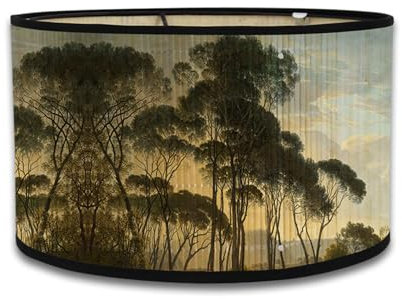 FANSU Tamburo Paralume Vintage in Bambù per Lampadario e Tavolo (Alberi, 30 x 20cm)