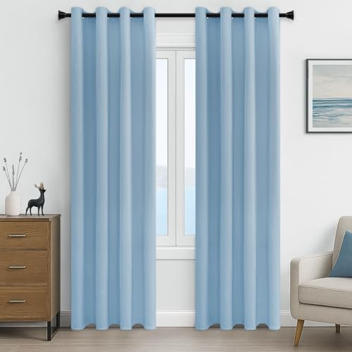 MRTREES Tende oscuranti termiche blu cielo con occhielli, tende divisorie per camera da letto e soggiorno, 2 pannelli, 132 x 214 cm