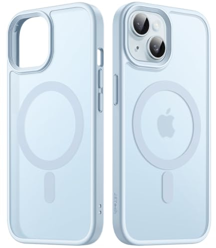JETech Coque Mate Magnétique pour iPhone 15, Dos Bleu