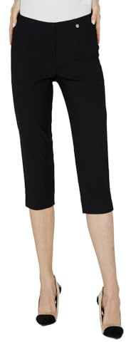 Robell MARIE07 Capri Mujer, bengalina Stretch, Cintura Alta, Negro 32 Chic
