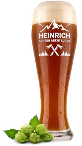 polar-effekt Bicchiere da 0,5 litri con incisione per avventurieri – regalo di compleanno personalizzato – Bicchiere da birra per papà, amici e familiari – Bicchiere per birra bianca