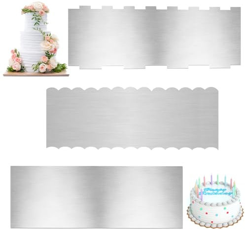 3 PCS Cake Scraper Buttercream Smoother, 9 Inch Metal Cake Scraper Cake Decorating Tools for Cream Cake Decorating, Cake Icing Smoother for Making Birthday Cakes Cheese Chocolate Fondant