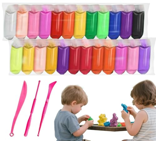 Kit de plastilina, masa de patrones, | Clay de modelado para niños | Plasticina no escalera, juguetes coloridos hechos a mano, actividades manuales para el hogar, clase, escuela
