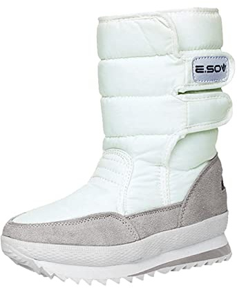 cfpqv Stivali invernali da donna, impermeabili, da neve, imbottiti, caldi, invernali, invernali, da trekking, per attività all'aria aperta, da lavoro, bianco, 38 EU