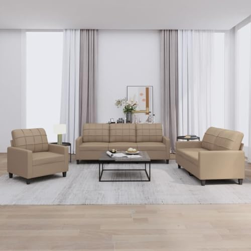 RJPLMFV Set di Divani 3 pz con Cuscini cappuccino in Similpelle Divano per Salotto Divano da ufficio Adatto per camere da letto