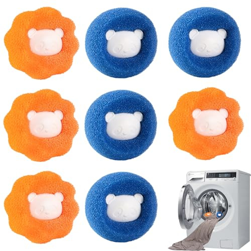 Attrape Poils Machine A Laver,Anti Poil Machine À Laver,8 Pièces Boule Anti Poils Machine A Laver, Boule Anti Poils Machine A Laver Balle De Lavage Anti Poils Réutilisable Ramasse Poils Animaux