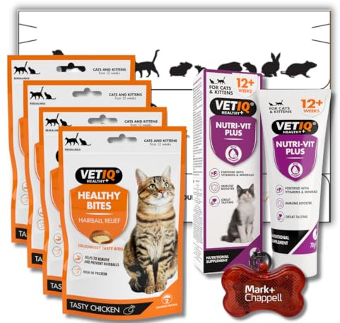 VETIQ Cat & Kitten Wellness Pack – Hairball & Nutrition support, Hairball Relief Bites & Nutri-Vit Plus Paste – High-Calorie Vitamin Supplement & Hairball Treats – Premium Cat Care Gift Set