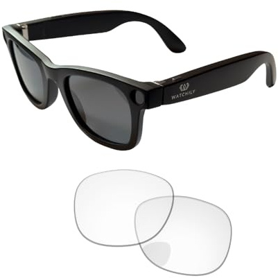 Watchily Lunettes connectées, Caméra Intégrée, ChatGPT – SmartView Pro - Verres Noirs et Transparents