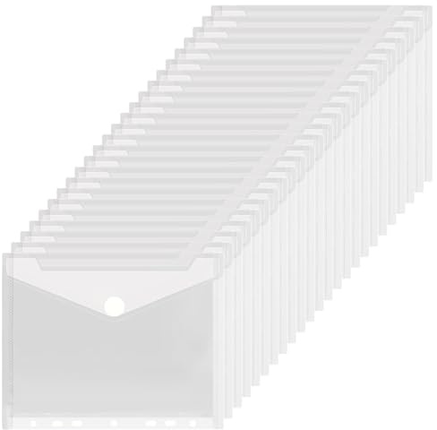 Paquete de 24 Carpetas para Documentos A5, Carpetas paraDocumentos A5 con 7 Agujeros Engrapables, Fundas TransparentesImpermeables A5 con Cierre, CarpetasparaDocumentos, Recibos, Artículos de Oficina
