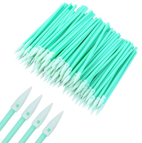 100 Pezzi Bastoncini Cotone Verdi, Mini bastoncini Pulizia,Tamponi Pulizia a doppio strato, Micro Applicatori, Tamponi in schiuma multiuso tamponi antistatici Bastoncini