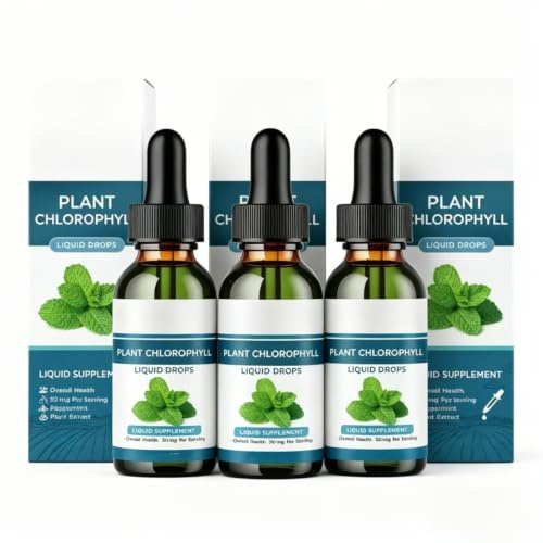 Klorofyll flytande droppar – tarmstöd, mintsmak, 1 fl oz,3PCS