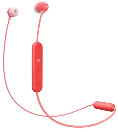 Sony WI-C300 Kabelloser In-Ohr Kopfhörer (Neckband Design, Bluetooth, NFC, Headset mit Mikrofon für Telefon & PC/Laptop, bis zu 8 Stunden Akkulaufzeit, Voice Assistant) rot