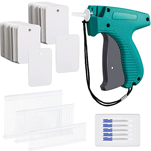 Honoson 2006 Pcs Clothing Price Tags with Gun Set, Including 1 Garment Price Tag Attacher with 5 Steel Needles 500 Clothing Label and 1500 Plastic Fasteners Barbs(Simple Style)