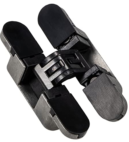 JUVA Door Hinges Foldable Hinge Strap Invisible 2 Pieces Drilling Hinge Black 180° for Revolving Doors Kubikina Hinges Heavy Duty for Furniture Doors Hinges for Wood Thickness from 18 mm Steel