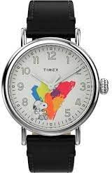 Timex Standard x Peanuts Dream in Color 40 mm Lederarmband TW2V60900, schwarz / weiß, Modern