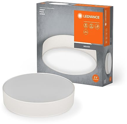 LEDVANCE ORBIS PARIS Deckenleuchte 400mm, beige, 2XE27-Sockel, kann mit smarter Lampe bestückt werden, hochwertiges, modernes Design, mit Stoffschirm, geeignet für Innenräume, rund, IP20 Schutzklasse