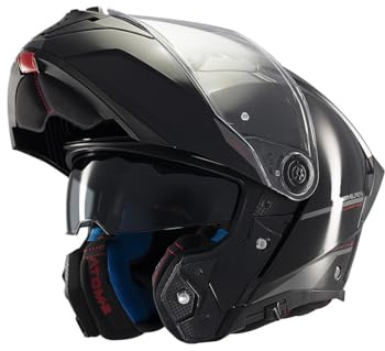 MT Helmets Atom 2 SV, Casco moto Modular Flip-Up, Visor Solar Retráctil, Interior Lavable, Preparado Intercomunicador UCS, Bloqueo frontal, Visor con posición Ventilación, Homologado ECE 22.06 & DOT