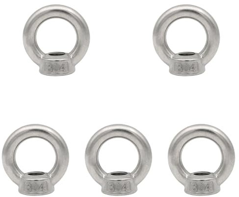 Leliafleury 5Pcs Lifting Eye Nut M5 Stainless Steel Round Shape Ring Nuts Ring Female Threaded Nuts for Lifting Accessories Eye bolt Screw