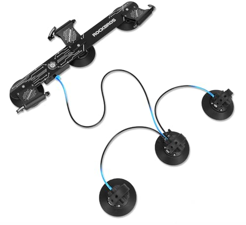 ROCKBROS Portabicicletas Techo de Ventosa Eléctrico para 1-3 Bicicletas, Soporte Bicicleta para Coche Universal Liberación Rápida, Negro