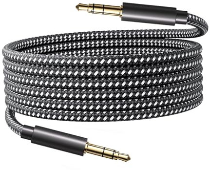 Aux Kabel 5M Auto Premium klinkenkabel 3,5, 3 5 klinke auf 3 5 klinke audio kabel mit HiFi Sound,Klinke auf Klinke 3.5mm klinkenkabel Nylon für Kopfhörer, Auto, Handy, PC, Lautsprecher, Stereo, MP3