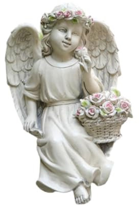 KESOTO Figura de ángel con Luz Solar, Escultura para Jardín Y Tumba, 14.5 Cm X 13.3 Cm X