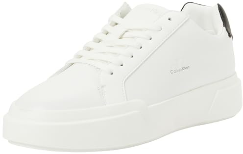 Calvin Klein Donna Sneakers con Suola Preformata Chunky Laceup in Pelle, Bianco (Bright White/Black), 38