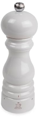 PEUGEOT - Paris u'Select 18 cm Salt Mill - ParisRama Collection - 6 Grind Settings - Powdered Salt Innovation, Zirlion Mechanism - PEFC-Certified Wood - Made in France - Glossy Pearl Grey Finish