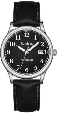 Timever Montre Analogique à Quartz pour Homme avec Bracelet en Cuir,3 Aiguilles,Date,Étanche 3 ATM,Gros Chiffres,Idée de Cadeau pour Un Amis