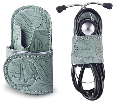 Mtzmy Stethoscope Holder Hip Clip.Nursing Tools Holster Case,Teaching Stethoscope Holder &Accessories(1-Carved Green)