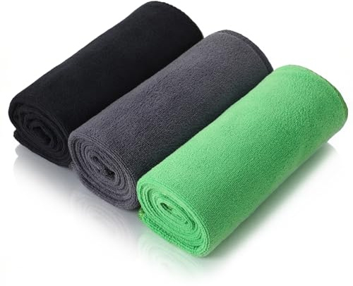3 Pack Gym Towels Men Small Microfibre Sports Sweat Towels Black,Green,Grey | 75x35cm,Fast Drying&Absorbent,Small Gym Towel Men,Cooling Towel,Hand Towels,Small Sweat Towel,Gym Sweat Towel