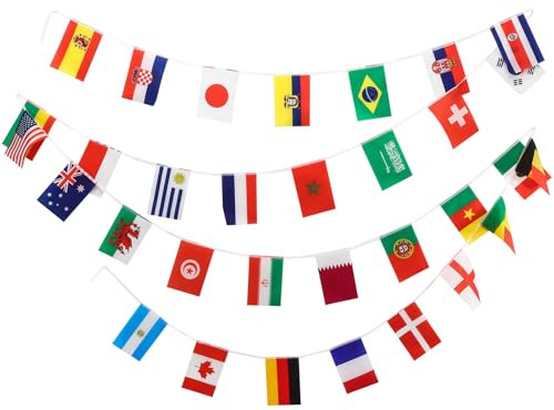 GATHINESS Länderflaggen Wimpelkette aus Polyester mit Lebendigem Druck 1 Satz Fußball Party Banner für Sportliche Dekoration bei Feierlichkeiten