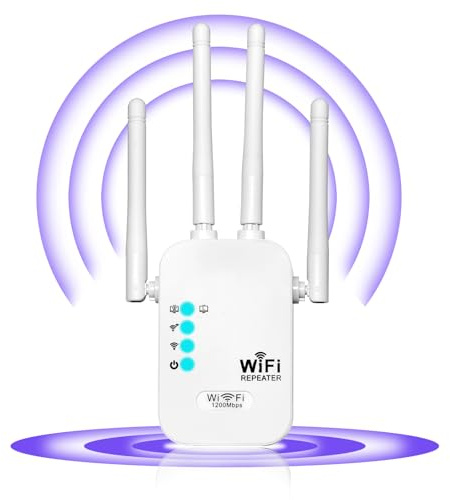 Répéteur WiFi Puissant 1200Mbps, Amplificateur WiFi 4 Antennes, Gigabit
