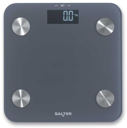Salter Digital kroppsanalysvåg – Smart personvåg, 7 mätningar, upp till 180 kg, 0,1 kg steg, hög precision, fettprocent och BMI, grå