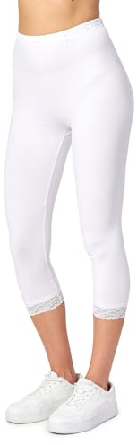 Merry Style Leggings 3/4 Pantaloni Capri MS10-290(Bianco, XL)