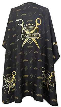 Barber Capes for Men, Hair Cutting Cape with Metal Snap Closure, Professional Salon Cape, Large Waterproof Hairdressing Cape for Hairstylist- 63”× 56” (Black & Gold)
