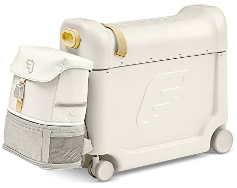 Stokke JetKids Reiseset, White - Enthält Aufsitzkoffer & Bordbett + Verstellbares, leichtes & erweiterbares Crew Backpack - Reiseutensilien für Kids - Ideal für Kinder von 3-7 Jahren