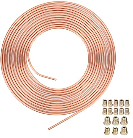 Bromsledning, 3/16 Tum OD 25ft Bromsledning Flaring Tool Koppar Bromsledningsslangssats Spole och Montering Flexibilitet