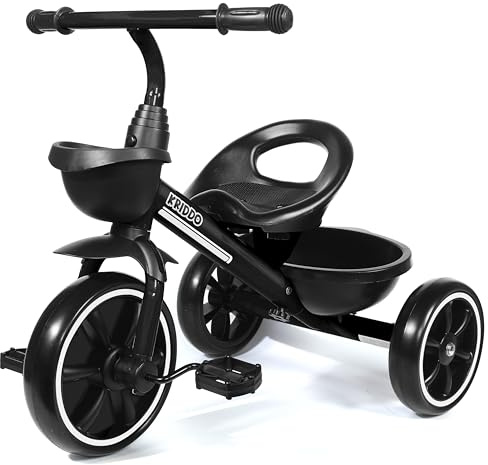 KRIDDO Kids Tricycles Age 24 Month to 5 Years, Toddler Kids Trike for 2.5 to 5 Year Old, Gift Toddler Tricycles for 2-4 Year Olds, Trikes for Toddlers, Black