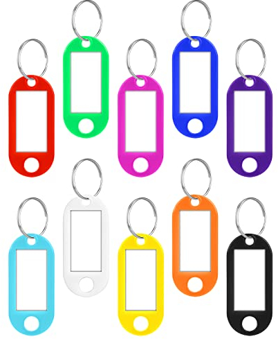 Vicloon 10 Stück Schlüsselanhänger beschriftbar,Schlüsselschilder Beschriften, Koffer Namensschilder,Kunststoff Schlüsselanhänger Bunte für Schlüssel, Haustiere, Gepäckstücke oder USB Sticks