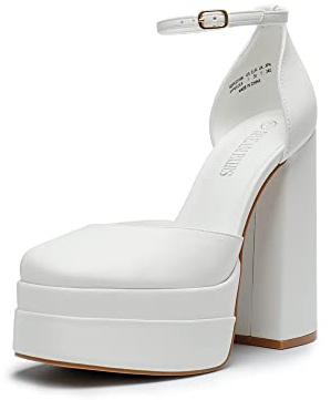 DREAM PAIRS Sdpu2319w plattform för kvinnor, Vitt, 42 EU