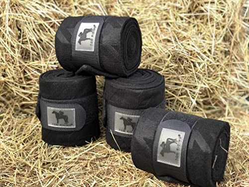 TGW RIDING Polo-Beinbandagen für Pferdebeine, Fleece, 4 Stück, Dunkelschwarz