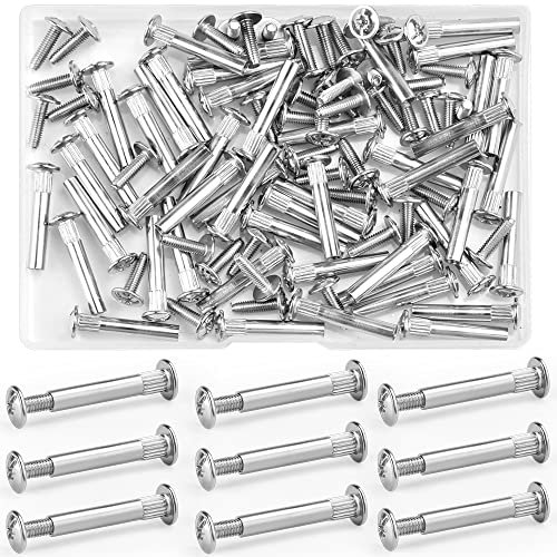 KARBAG 50PCS Cupboard Joining Bolts, Nickel M4 Furniture Connecting Screws, Metal Connectors for Kitchen Cabinet, Cupboard, Cabinet (31-40mm)