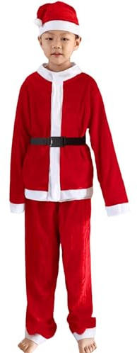 Tangcii Kids Santa Claus Costume for Kids Boys Santa Suit Outfit 4pcs Christmas Costumes for Children Holiday Cosplay Party Dress